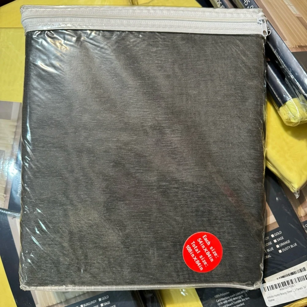 Florence charcoal 2 panels linen textured with 8 grommets each